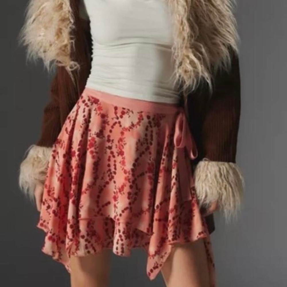 Silence+noise UO orange floral wrap skirt